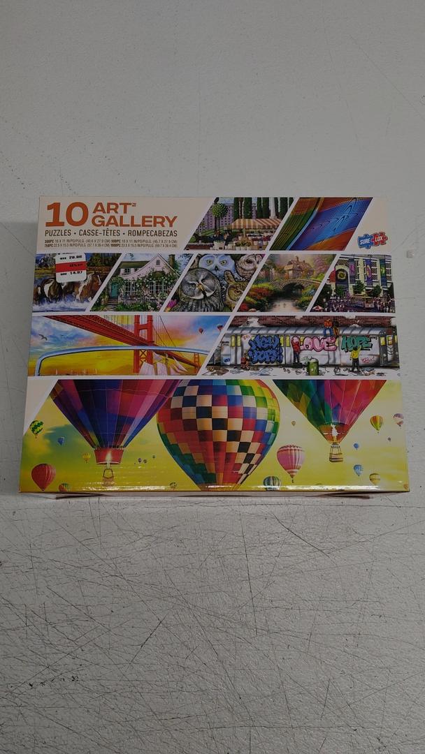 Sure-LOx Box of 10 Various Art Gallery Jigsaw Puzzles of various difficulty, Easy to Hard