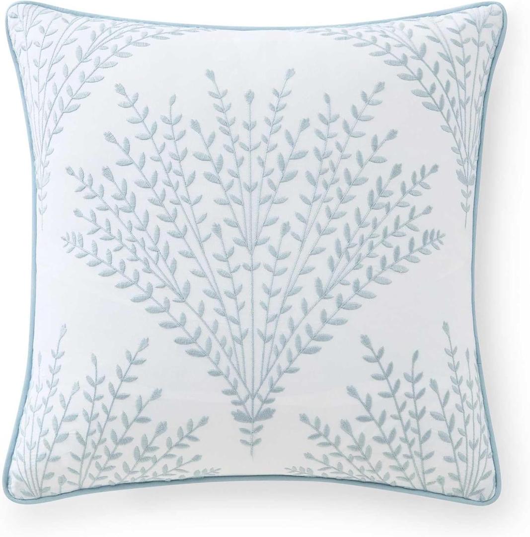 Martha Stewart - Cotton Decorative Throw Pillow for Bed or Couch, 18 x 18
