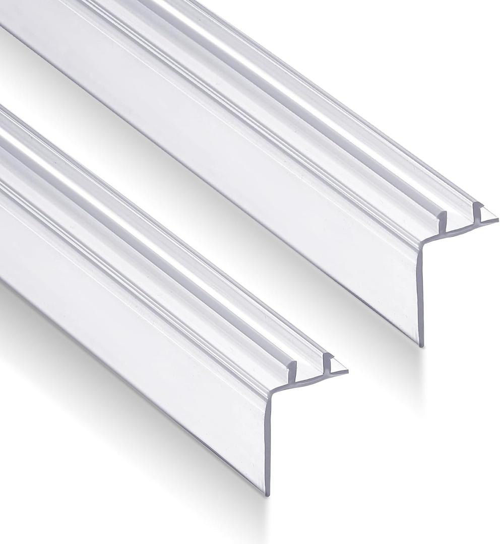 Frienda 2 Pack 26 Inch Two-pronged Shower Vinyl Sweep and Seal Top or Bottom Seal Accent Drip Vinyl Universal Use for Top or Bottom for Home or RV Showers (Straight Edge)