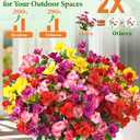 2 x Yastouay Artificial Flowers for Outdoors UV Resistant, 12 Bundles Realistic Fake Outdoor Hibiscus Flowers Artificial Outdoor Flowers, Faux Flowers for Outdoor Planters Front Porch Patio Outdoor