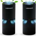 LabCharge Small Ionic Air Purifier for Home & Bedroom  Silent HEPA Filter  Covers 250 Sq Ft - Free Cleaner for Pets, Hair, Smoke, Dust, Odors & Dander  Compact & Black Design - Pack of 2