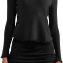 Women's Y2K 2 Piece Skirt Sets, Long Sleeves Knit Tops, and Side Drawstring Mini Skirt Set Going Out Streetwear, Small