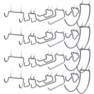 KINOMI 24 Pack Pegboard Hooks Heavy Duty Tool Hooks Pegboard Drill Holder Power Tool Holder, Value Set, Large Pegboard Accessories and Hooks for Tools, Power Drills, Art and Craft Supplies etc (Gray)