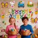 53 Pcs Easter Decorations for Home  Happy Easter, Easter Garland & Bunny Egg Hanging Swirls, Easter Hanging Decorations Indoor for Home Classroom School Easter Party Supplies