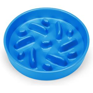 Ceramic Slow Feeder Dog Bowl, 2 Cups Dog Food Bowls for Small, Medium, and Large Breed, Anti-Slip Puzzle Food Dish to Slow Down Eating (Blue, 2 Cups)