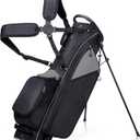 KYTAI Lightweight 7 Way Divider Golf Stand Bag for Men/Women- Dual Straps, Stable Stand, Multiple Pockets, Rain Hood & Towel Ring (Black)