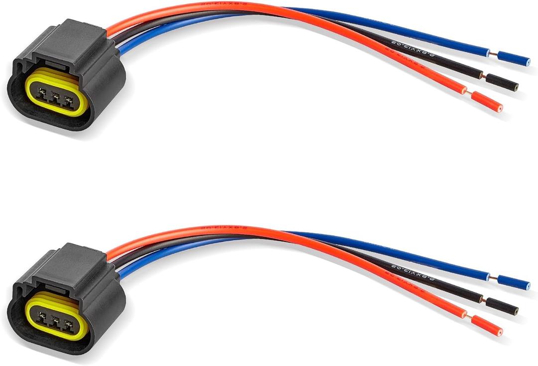 RED WOLF 9008 H13 Socket 3 PIN Female Wiring Socket H13LL Headlight Adapter Universal Fit for Ford Chevy Jeep Dodge Nissan Head Bulb Fog Light Wire Harness Headlamp Pigtail Connector 2 PCS