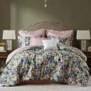 Madison Park King Comforter Set Cotton, Microfiber Reverse, Floral Reversible Comforters King Size Bed, All Season Bedding Comforter, Shams, Pillows, Ophelia, King Multi 8 Piece