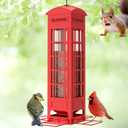 Squirrel Proof Bird Feeder for Outside Hanging, Weight Activated AllMetal Mesh Wild Bird Feeder, 3LB Large Capacity Red Birdfeeders for Cardinals, Finches, Blue Jays, Chickadees, ChewProof & Durable