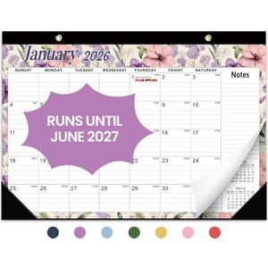 3 x Desk Calendar 2026, 18 Months Calendar Runs from January 2026 to June 2027 - Large 17" x 12" Desktop/Wall Monthly Calendar for Home School, or Office - Vintage Floral