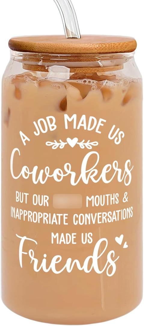 Gifts for Coworkers, Friends & Besties - Thank You & Christmas Gifts - 16 Oz Can Glass