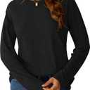 GKBK Long Sleeve Shirts for Women Crew Neck Basic Tops Casual Loose Fitted Fall Clothes 2025 (Black), Medium