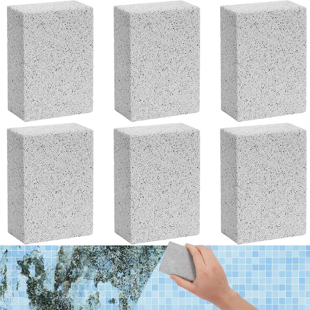 6PCS Swimming Pool Pumice Stone for Cleaning Tiles,Stone Cleaning Block,Scour Stone to Remove Stains,Rust,Lime from Swimming Pool/Spa Tile Grout Concrete