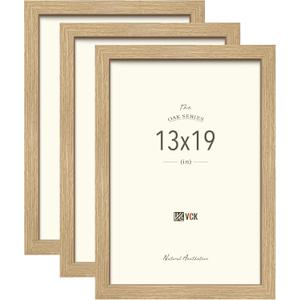 13x19 Picture Frames 3 Pack, Natural Oak Wood Wide Border, for Poster