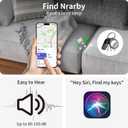 Air Tracker Tags-4 Pack, 5.3 Bluetooth Tracker Work with Apple Find My (iOS Only), 100dB Sound, Smart Tag with Keychain/Lanyard, Item Finder for Luggage/Key/Suitcase, Replaceable Battery, Black.