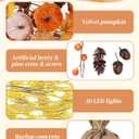 BLOSMON Thanksgiving Centerpieces for Dinner Table: 19.7 Inch Fall Indoor Home Decor Faux Tree with Timer 30 LED Lights - Artificial Pumpkin Berry Maple Leaf Pine Cone Trees Autumn Decoration (Orange & Red)