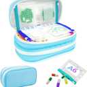 XXL A6 Double-Compartment Waterproof Pill Organizer with 28 M Size Zippered Pill Pouches for A6 Binder, Large BPA-Free Monthly Medicine Organizer, Reusable Travel Pill Storage System (Blue)