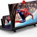 12" Screen Magnifier,3D HD Mobile Phone Magnifier Projector Screen Enlarger for Movies, Videos, and Gaming,Foldable Cell Phone Stand with Screen Amplifier,Supports All Smartphones (Black, 12inch)