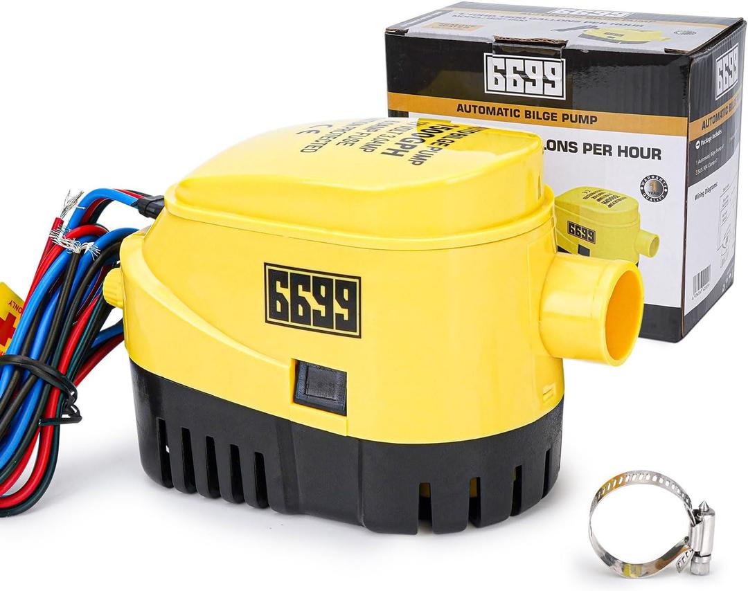 Automatic Boat Bilge Water Pump 12v 1500GPH Auto with Float Switch Submersible Boat Bilge Pump for Boat Yacht Recreational Vehicle BGP 1500