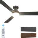 Amico Ceiling Fans with Lights, 52 inch Low Profile Ceiling fan with Light and Remote Control, Flush Mount, Reversible, 3CCT, Dimmable, Noiseless, Black Ceiling Fan for Bedroom, Indoor/Outdoor Use