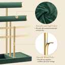 bussdis 3 Tier Bracelet Holder Display - Detachable T Bar Dark Green Velvet Bracelet Holder, Jewelry Holder Organizer for Bracelet, Necklace, Earrings, Rings