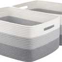 Large Storage Basket for Organizing, Woven Rope Basket for Shelves, Closet Organizer Bins for Clothes, Blanket, Toys, Baby Nursery Storage, 17.7" x 13" x 7.87", 2 Packs Gradient Grey