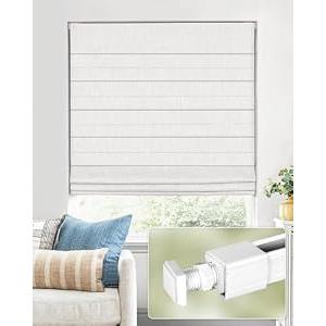 UNISHADES No Tools No Drill Cordless Roman Shades for Indoor Windows 100% Blackout, for Window Size 37" W × 64" H White