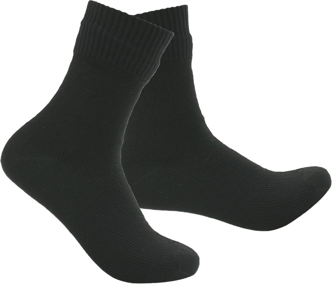 RANDY SUN Waterproof Socks, Unisex Hiking Wading Trail Running Kayaking Crew Socks (Large, 1 Pair-black)