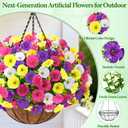 Elyum 2 Pack Artificial Hanging Flowers for Outdoors, Fake Flowers Artificial Petunias Hanging Baskets for Outdoors, UV Resistant Fake Hanging Plants Flowers for Outside Garden Patio Porch Decor