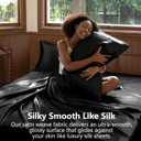 CozyLux Satin Sheets King Size Sheet Set - 4 Piece Silky King Sheets, Luxury Black King Bed Set with Smooth and Soft Microfiber, Includes 1 Fitted Sheet, 1 Flat Sheet and 2 Pillowcases