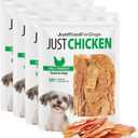 JustFoodForDogs Single Ingredient Healthy Dog Treats and Dog Snacks, Jerky Treats, Human Grade, Preservative and Grain Free, Rawhide Free Chews, Low Calorie Treat - Chicken Breast, 2.5 oz Pack of 4