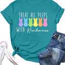 LAZYCHILD Women Easter Teacher Shirts: Funny Treat All with Kindness T-Shirt Bunny Rabbit Tee Tops XL