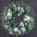 Eucalyptus Wreaths for Front Door Spring Summer Door Wreath with Olives Leaves, Mixed Berry for All Season Indoor Outdoor Farmhouse Home Porch Wall Window Festival Wedding Decor, 20 Inch