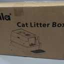 Extra Large Stainless Steel Litter Box with Lid, High Sided Enclosed Metal Cat Litter Pan, Dog Proof Front Entry Top Exit, Odor Control Easy Clean Leak Proof, Includes Scoop & Step, Light Gray