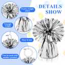 24 PCS Balloon Weights Metallic Anchor, Balloon Holder Heavy Weights with and 1 Roll Iridescent Crimped Ribbon for Balloons Table Party Favor Birthday Decor(Silver)