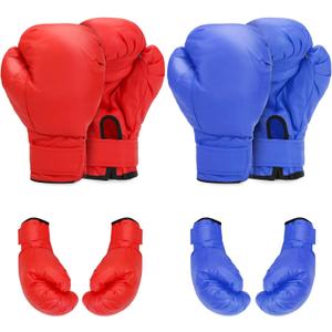 2 Pair Boxing Gloves for Men & Women, Boxing Training Gloves Suitable for Beginners & Kids, Shockproof Leather Sparring and Training Gloves Set (Blue-Red)
