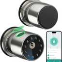 IRONZON Fingerprint Door Knob Fingerprint Door Lock with App Control Smart Door knob for Bedroom, Biometric Door Lock for Apartment Office and Garages Silver