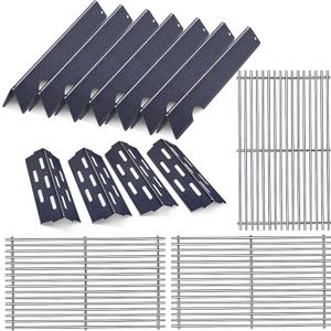Grill Grates Flavorizer Bars Parts for Weber Genesis II E-410, S-410, Genesis II LX E-440, S-440, Weber 66089, 66097, 66041, 66033, 66796, Stainless Steel Porcelain Grids Heat Plate Deflectors