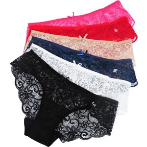 Sunm Boutique 6 Pack Women's Invisible Seamless Bikini Lace Underwear Half Back Coverage Panties (Large, Multicoloured)