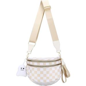 Small Checkered Crossbody Bag for Women Cute Purses Trendy Shoulder Handbags Wide Strap