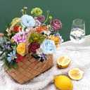 Artificial Flowers Combo Box, 38PCS Fake Flowers, Silk Flower Mix with Wire Stem, DIY Wedding Bridal Bouquet Shower Party Home Dcor (Multi Color)