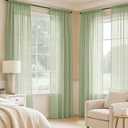 MIULEE Sage Green Sheer Curtains 96 Inches Long, 4 Panels Set, Light Filtering Rod Pocket Voile Drapes Window Treatments, Semi Transparent Airy Fabric for Bedroom and Living Room, 42 x 96 Inches