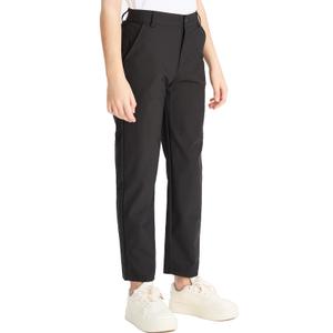 DEVOROPA Youth Boy's Golf Pants Quick Dry Athletic Chino Flat Front Pants Kids School Uniform Clothes Black M (Black, M)