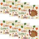 Artoid Mode Turkey Gobble Thanksgiving Placemats Set of 6, 12x18 Inch Maple Leaves Fall Table Mats for Outdoor Home Party Kitchen Dining Decoration (Beige)