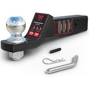 TYT Trailer Hitch Ball Mount with 2 Inch Ball & Pin, Fits 2 Inch Receiver, 7500lbs, 2 Inch Drop, Upgraded Hitch Kit Black with Anti-Rattle Pin