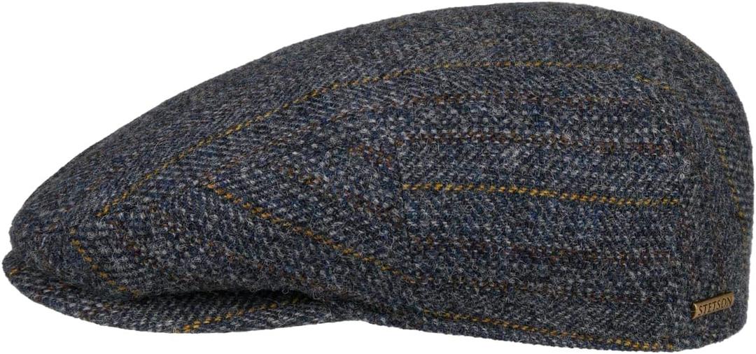 Stetson Kent Herringbone Stripe Flat Cap Men - Made in The EU (7 1/4-7 3/8, Navy)