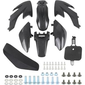 CRF50 plastic casing Simulated carbon fiber surface XR50 Fairing Fender Kit +Tall Foam Seat+Mount Bolt Kit Fit for CRF 50 XR 50 SDG SSR 107 110 125 Pit Dirt Bike