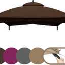 Tradesparker 10x12 Replacement Canopy Top for Lowe's Allen Roth Gazebo #GF-12S004B-1,Double Tiered Waterproof Gazebo Cover Roof with T-Hook, Brown