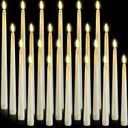 Rossesay 24 Pcs Flameless LED Taper Candles Battery Operated Candles 8.58'', 9.69'', 10.98'', 12.91'', 12.8'' Flameless Candlesticks Flickering for Halloween Christmas Church Wedding(Ivory)