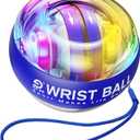 Wrist Trainer Ball Auto-Start Gyroscopic Forearm Exerciser Gyro Ball for Strengthen Arms, Fingers, Bones and Muscles (Blue with LED light)